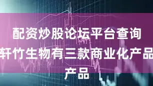 配资炒股论坛平台查询轩竹生物有三款商业化产品